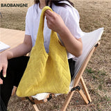 Summer Knitting Tote Bag Large Capacity Shoulder Bag Casual Retro Woman Bolsas