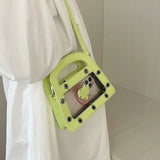 Transparent Beach Tote Bag Leather Heart Crossbody Women's Party Bag