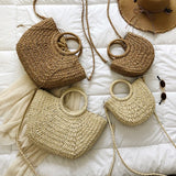 Women's Straw Beach Bag Handbags Totes Shoulder Bag Two Sizes