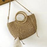 Women's Straw Beach Bag Handbags Totes Shoulder Bag Two Sizes