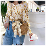 Summer Straw Beach Bag Moon Shaped Top Handle Tote Weaving Ladies Handbag