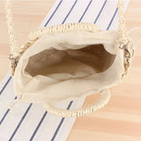 Women's Summer Straw Beach Bag Moon Shaped Handbags Totes