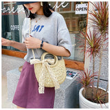 Summer Straw Beach Bag Moon Shaped Top Handle Tote Weaving Ladies Handbag