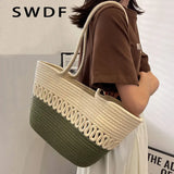 Summer Straw Handbags Hollow Beach Woven Messenger Shoulder Bags