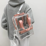 Summer Clear PVC Women Backpack Transparent Pink Rainbow Bag