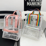 Summer Clear PVC Women Backpack Transparent Pink Rainbow Bag