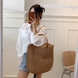 Straw Shoulder Bag Rattan Beach Bags Large Capacity Woven Handle Bag