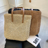 Straw Shoulder Bag Rattan Beach Bags Large Capacity Woven Handle Bag