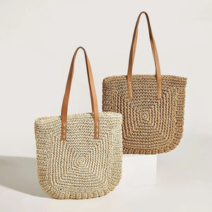Straw Shoulder Bag Rattan Beach Bags Large Capacity Woven Handle Bag