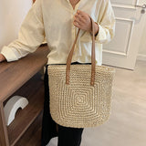 Straw Shoulder Bag Rattan Beach Bags Large Capacity Woven Handle Bag