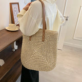 Straw Shoulder Bag Rattan Beach Bags Large Capacity Woven Handle Bag
