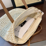 Straw Shoulder Bag Rattan Beach Bags Large Capacity Woven Handle Bag