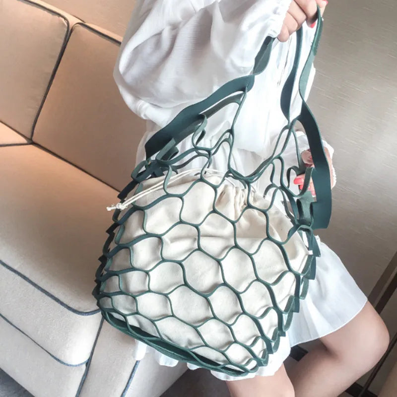 Summer Hollow Out Women Handbag Beach Weaving Casual Tote