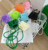 Summer Ins Pearl Mini Lipstick Bag Beaded Candy Jelly Rainbow Chain Wallet