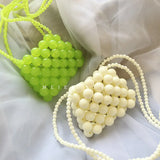 Summer Ins Pearl Mini Lipstick Bag Beaded Candy Jelly Rainbow Chain Wallet
