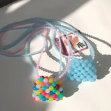 Summer Ins Pearl Mini Lipstick Bag Beaded Candy Jelly Rainbow Chain Wallet