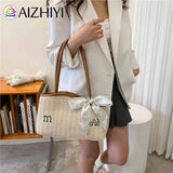 Summer Straw Shoulder Bag Beach Woven Tote Handbag