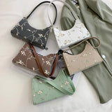 Summer Lace Floral Shoulder Bag for Women Soft PU Leather