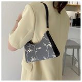 Summer Floral Lace Shoulder Bag for Women Soft PU Leather Underarm Bag