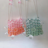 Summer Ladies Bead Bags Mini Shoulder Bag Crystal Girl Woven Messenger Bag