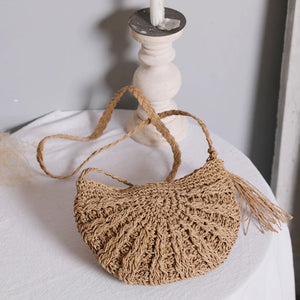 Summer Straw Woven Crossbody Bag Tassel Beach Bag