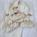 Lady Shoulder Bags Flowers Pearl Chain Handbags PU Crossbody Bag