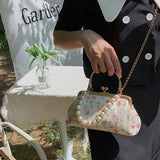 Lady Shoulder Bags Flowers Pearl Chain Handbags PU Crossbody Bag