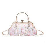 Lady Shoulder Bags Flowers Pearl Chain Handbags PU Crossbody Bag