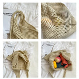 Fashionable Shoulder Bag Woven Handle Beach Tote
