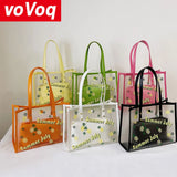 Summer Jelly Bag for Women Two Piece Print Seaside Shopping Shoulder Bag