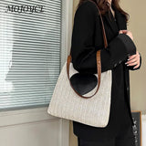 Summer Love Straw Woven Bags for Women Knitted Female Bucket Shoulder Bag