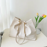 Summer Soft Leather Chain Women Shoulder Bag Large Capacity Ladies Tote