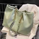 Summer Soft Leather Chain Women Shoulder Bag Large Capacity Ladies Tote