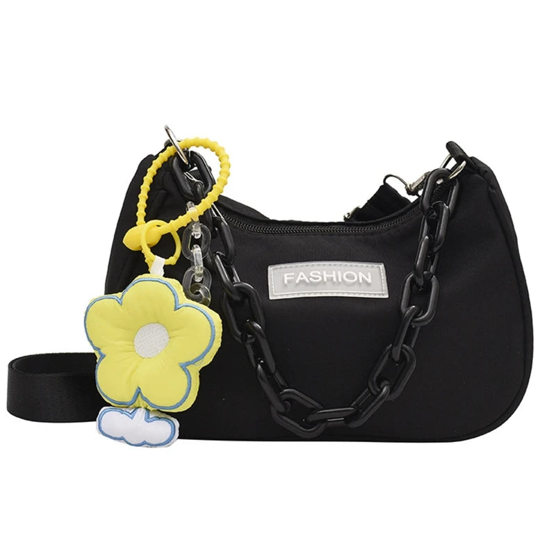 Summer Messenger Bag with Acrylic Chain Pendant