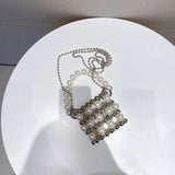 Summer Mini Beaded Bag Metal Ring Chain Diagonal Oneshoulder Women's Bag