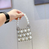 Summer Mini Beaded Bag Metal Ring Chain Diagonal Oneshoulder Women's Bag
