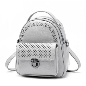 Summer Mini Rivets Backpack Gray Daypack Small Back Bag Woman