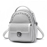 Summer Mini Rivets Backpack Gray Daypack Small Back Bag Woman