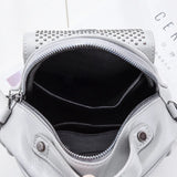 Summer Mini Rivets Backpack Gray Daypack Small Back Bag Woman