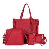 4-Piece Women's PU Leather Handbag Set with Shoulder Bag