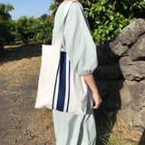 Summer Canvas Shoulder Bag Handbag Art Striped Bag