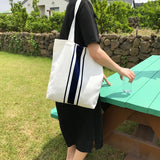Summer Canvas Shoulder Bag Handbag Art Striped Bag