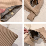 Summer Striped Tote Bag Soft PU Leather Underarm Handbag