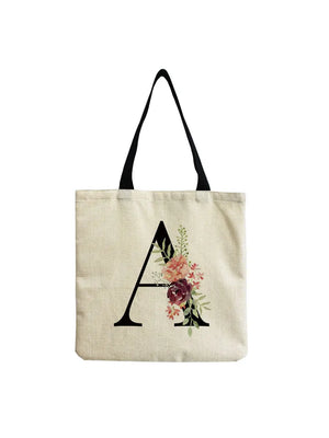 Summer Flower Letter Handbag Shoulder Bag Large Capacity Shopping Bag