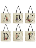Summer Flower Letter Handbag Shoulder Bag Large Capacity Shopping Bag