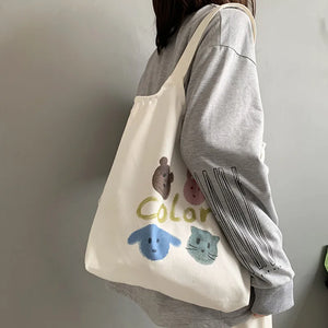 Summer Canvas Bag Lightweight Girl Shoulder Bag School Style