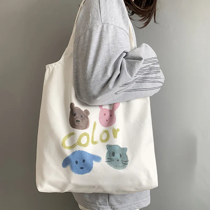 Summer Canvas Bag Lightweight Girl Shoulder Bag School Style