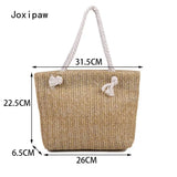 Summer Straw Handbag Shoulder Bag Large Capacity Solid Tote Bags