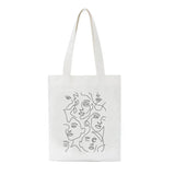 Summer Abstract Canvas Shoulder Bag Zipper Closure Vintage Style