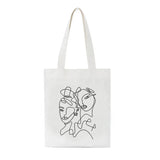 Summer Abstract Canvas Shoulder Bag Zipper Closure Vintage Style